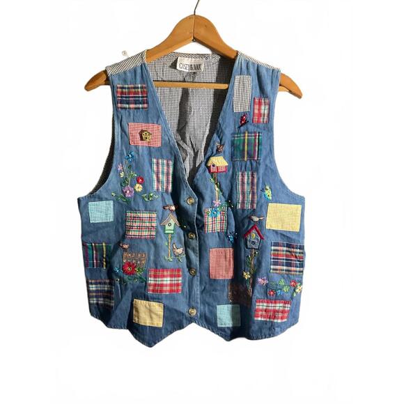 Casey & Max Tops - Vintage Embroidered Patchwork Vest by Casey & Max M/Large